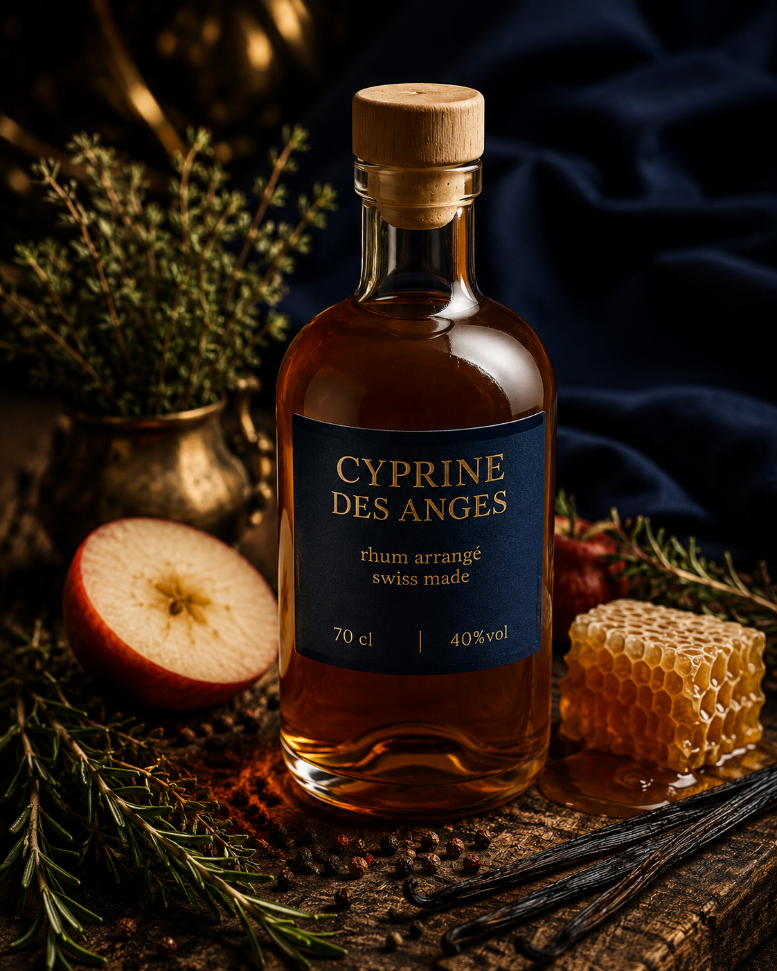 Rhum arrangé aux herbes aromatiques suisses — Cyprine des Anges